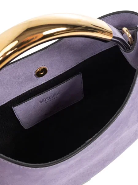 Geantă Moschino din piele de căprioară violet