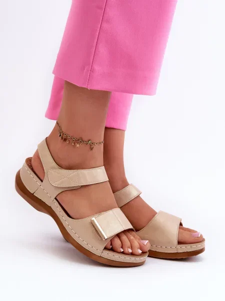 Сандали Pe1 с велкро бежово