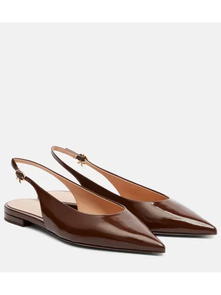 Balerini Gianvito Rossi din piele de lac slingback maro