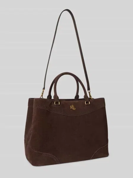 Torebka z uchwytem z detal z logo model MARCY' Lauren Ralph Lauren brązowa