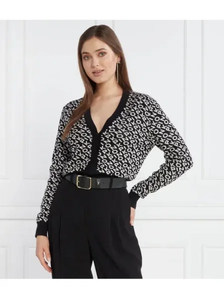 Pinko Cardigan cu adaos de lână negru