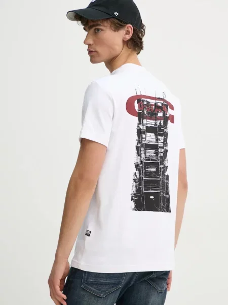 Тениска G-Star Raw с принт бяло