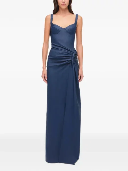 Rochie maxi Simkhai din piele drapată albastru
