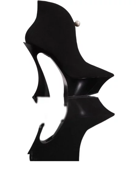 Botine Mugler cu perle negru