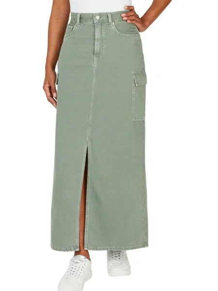 Rifľová sukňa Pepe Jeans MAXI SKIRT HW CLR zelená