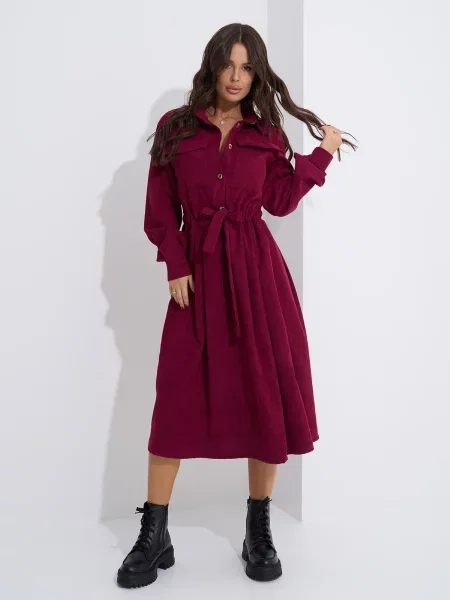 Сукня міді ISSA Plus комбінований верх бордовий