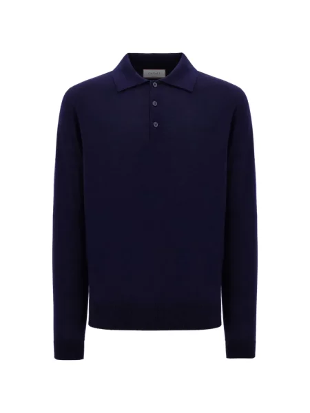 Tricou polo Canali de lână albastru