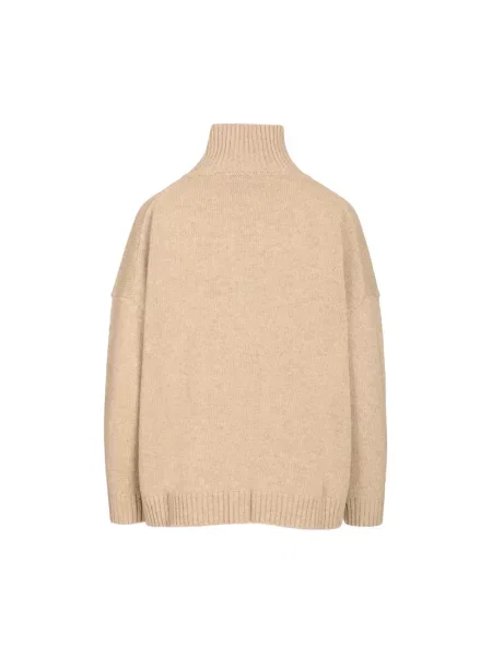 Sweter z golfem Weekend Max Mara wełniany do golfa beżowy