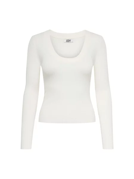 Dzianinowa bluzka Jacqueline De Yong z długim rękawem prążkowana biała