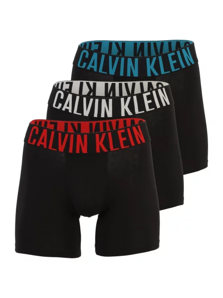 Boxerky Calvin Klein Boxer Brief 3 pairs black w/oatmeal logo/black w/age čierna