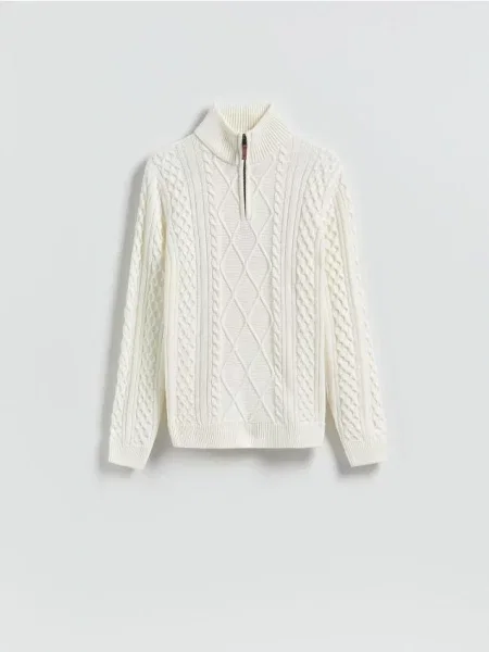 Reserved Golf z warkoczowym splotem złamana biel