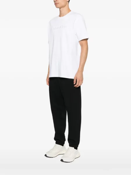 Tricou Calvin Klein cu broderie alb