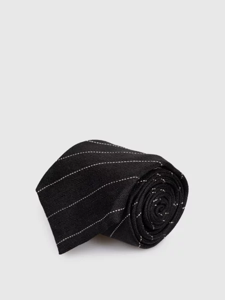 Шелковый галстук Brunello Cucinelli в полоску черный