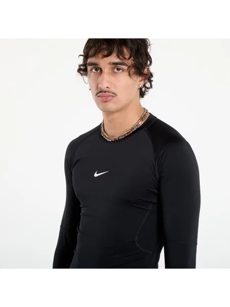 Tričko Nike Pro Dri-Fit Tight Fitness Longsleeve black/white bílé