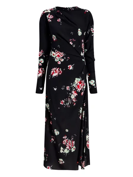 Rochie Proenza Schouler cu model floral cu imagine drapată negru