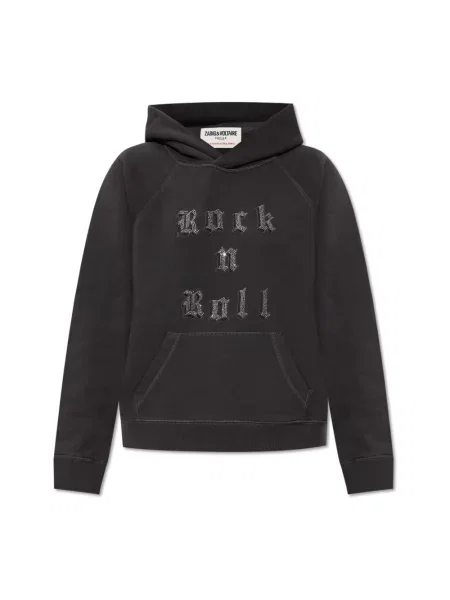 Bluza z kapturem Zadig & Voltaire z napisami brązowa