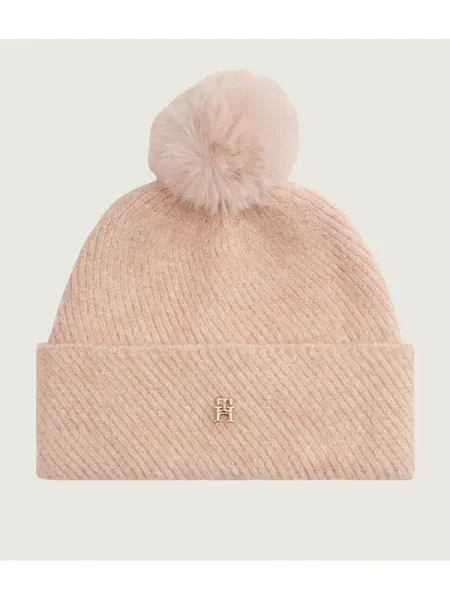 Căciulă Tommy Hilfiger de lână cu pompoane roz