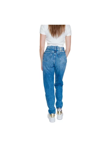 Jeansy Calvin Klein Jeans z wysoką talią retro niebieskie