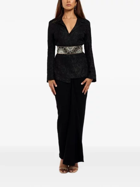 Cu centură sacou International Appeal cu model paisley negru
