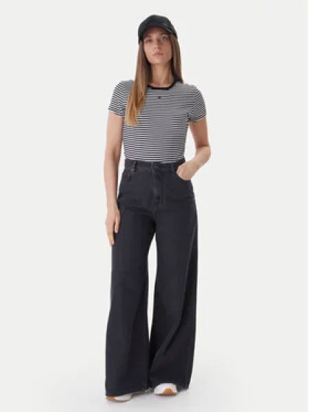 Tommy Jeans Marškinėliai ESSENTIAL juoda balta