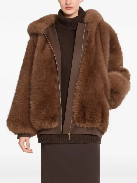 Jachetă cu glugă Elie Saab cu glugă maro