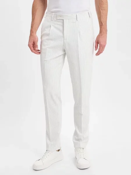 Finshley & Harding London spodnie garniturowe Hudson Mężczyźni Comfort Fit biały|niebieski w 50 białe
