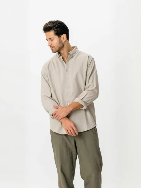 TEESHOPPEN Cămașă Linen Blend nisipiu