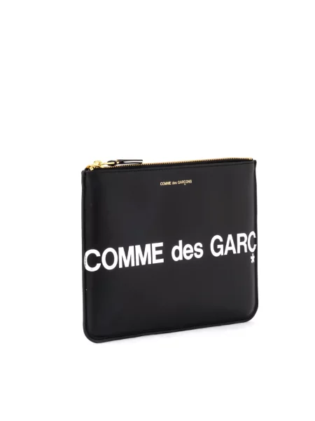 Portfel Comme Des Garcons skórzany z logo czarny