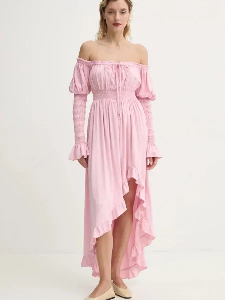 Haljina The Sleeper maxi širi se prema dolje ružičasta