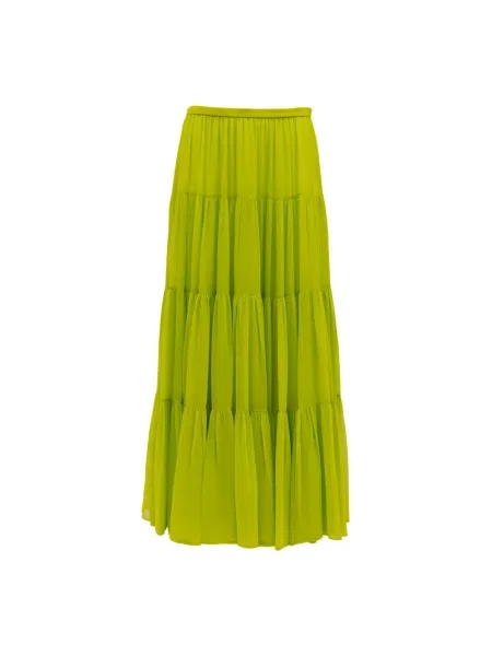 Spódnica maxi Valentino Garavani z falbankami zielona