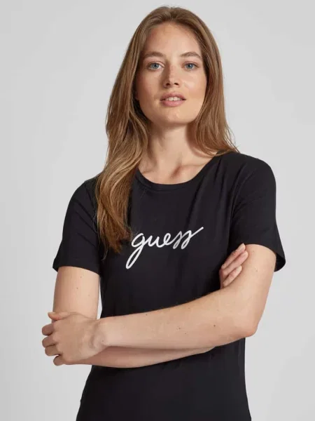 T-shirt z nadrukiem z logo model ‘CARRIE’ Guess czarna