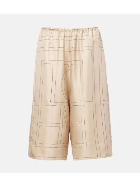 Bermude Toteme cu broderie din satin alb