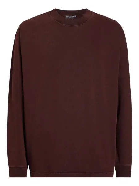 Tricou Dolce & Gabbana cu decolteu rotund lung maro
