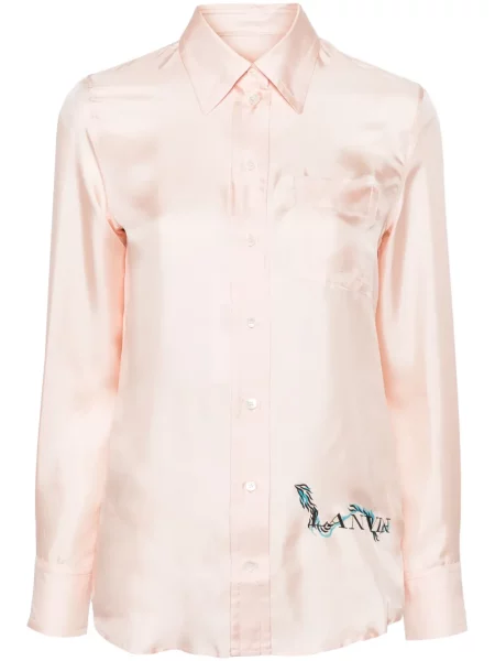 Cămașă Lanvin de mătase cu imagine roz