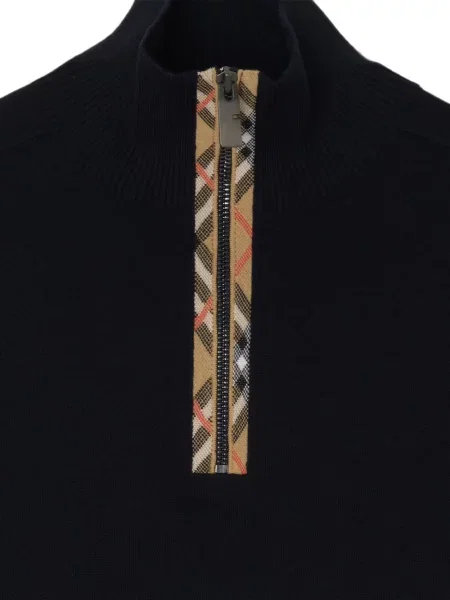 Sweter Burberry wełniany w kratę niebieski