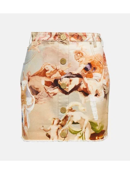 Spódnica jeansowa Balmain z nadrukiem