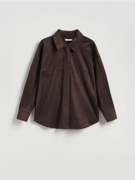 Замшевая рубашка Reserved коричневая