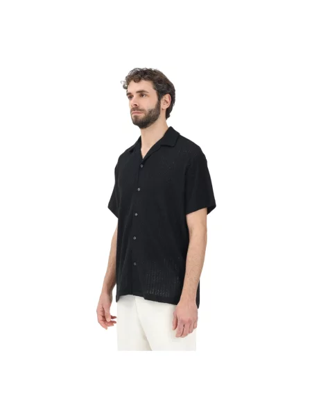 Koszula casualowa o kroju relaxed fit z fakturowanym wzorem model ‘SLHRELAXBANE’ Selected Homme czarna