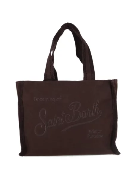 Τσάντα shopper Mc2 Saint Barth με κέντημα καφέ