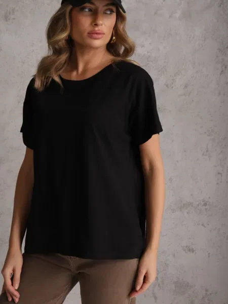 T-shirt Basic Oversize z Bawełny Elusis czarny
