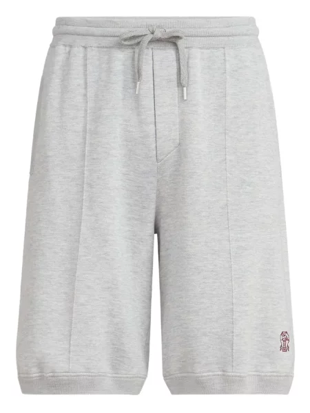 Pantaloni scurți Brunello Cucinelli cu broderie gri