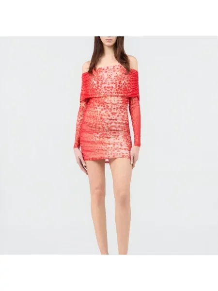 Sukienka Roberto Cavalli skórzana czerwona
