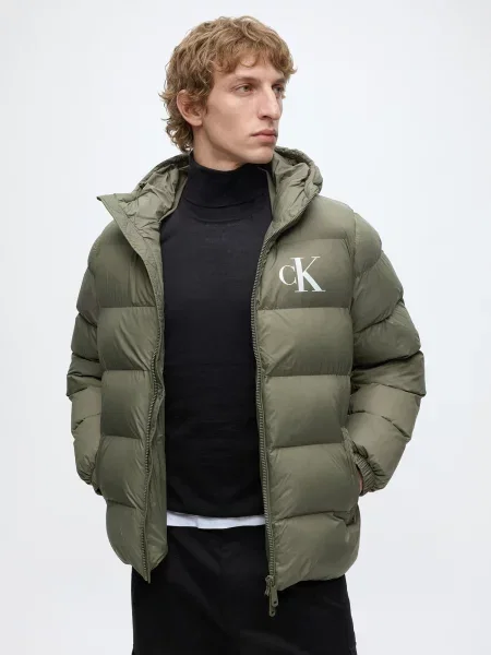 Calvin Klein Jeans Prechodná bunda olivová biela