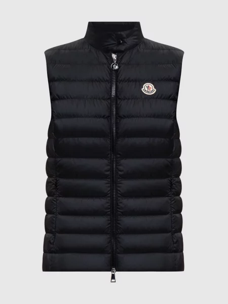 Пуховий жилет нашивкою логотипа Moncler чорний