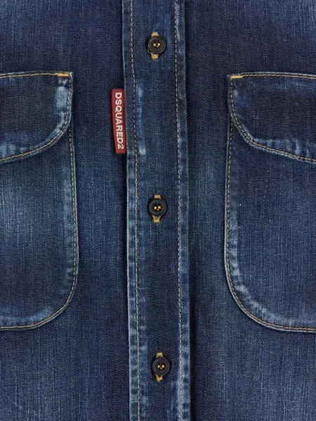 Cămașă Dsquared2 cu petice albastru