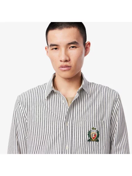 Lacoste Koszula W Paski Regular Fit biała