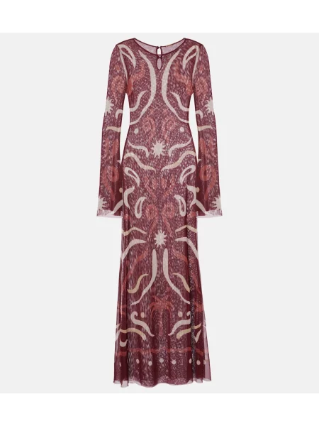 Rochie maxi Cala De La Cruz cu imagine bordo