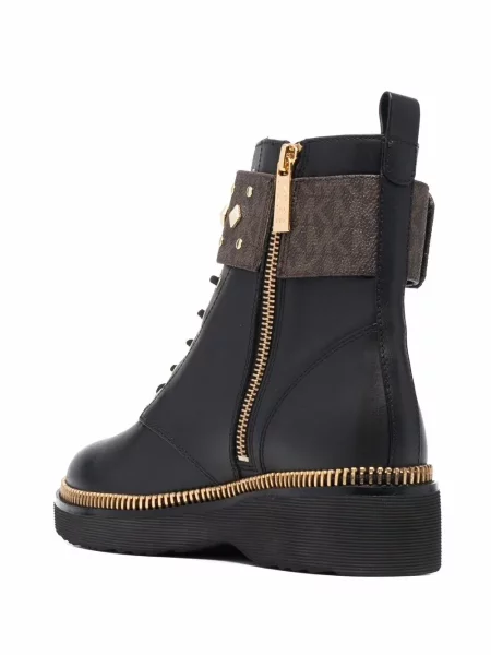 Kožené kotníkové boty Michael Michael Kors se cvočky černé
