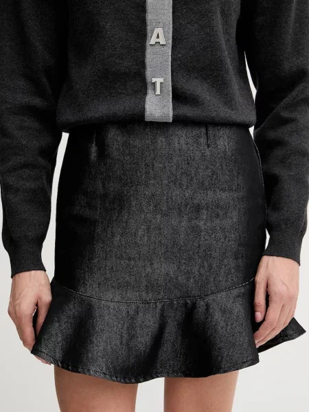 Rotate fustă jeans mini evazați negru