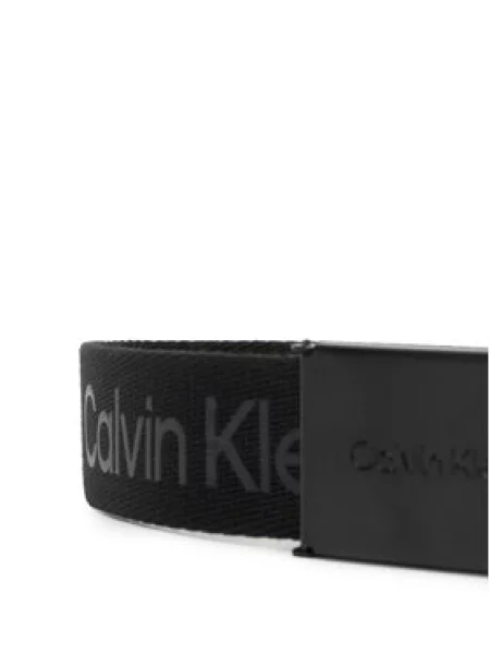 Calvin Klein Vaikiškas diržas Calvin Logo Canvas Belt juoda
